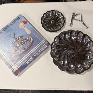 Vintage two-tier candy cake stand chrome with box